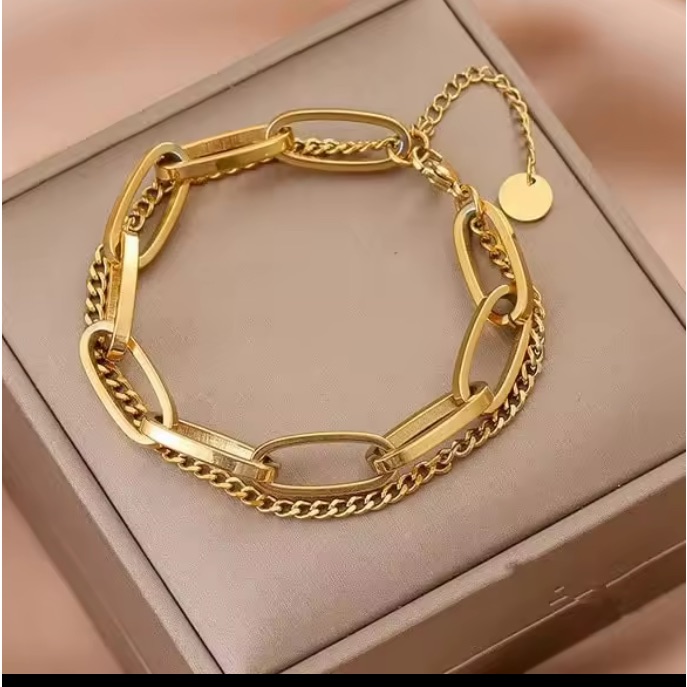 18k Gold Plated Stainless Steel Link Bracelet New 18k Gold Plated Stainless Steel Link Bracelet New